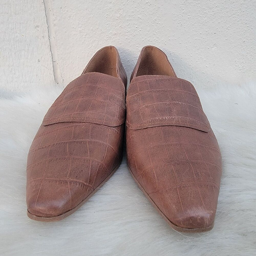 Franco Sarto Artisan Slip-On Brown Leather Flats Loafers Wmns Sz 10 Preppy